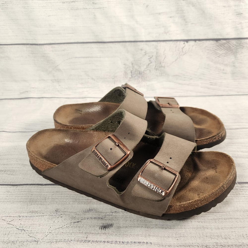 Birkenstock Arizona Mocha Birkibuc Sandals Women 9 Men 7 EU 40 Two Strap Slide